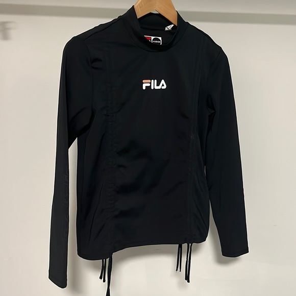 Fila Drawstring Long Sleeve Mock Neck Shirt Size L - Picture 1 of 6